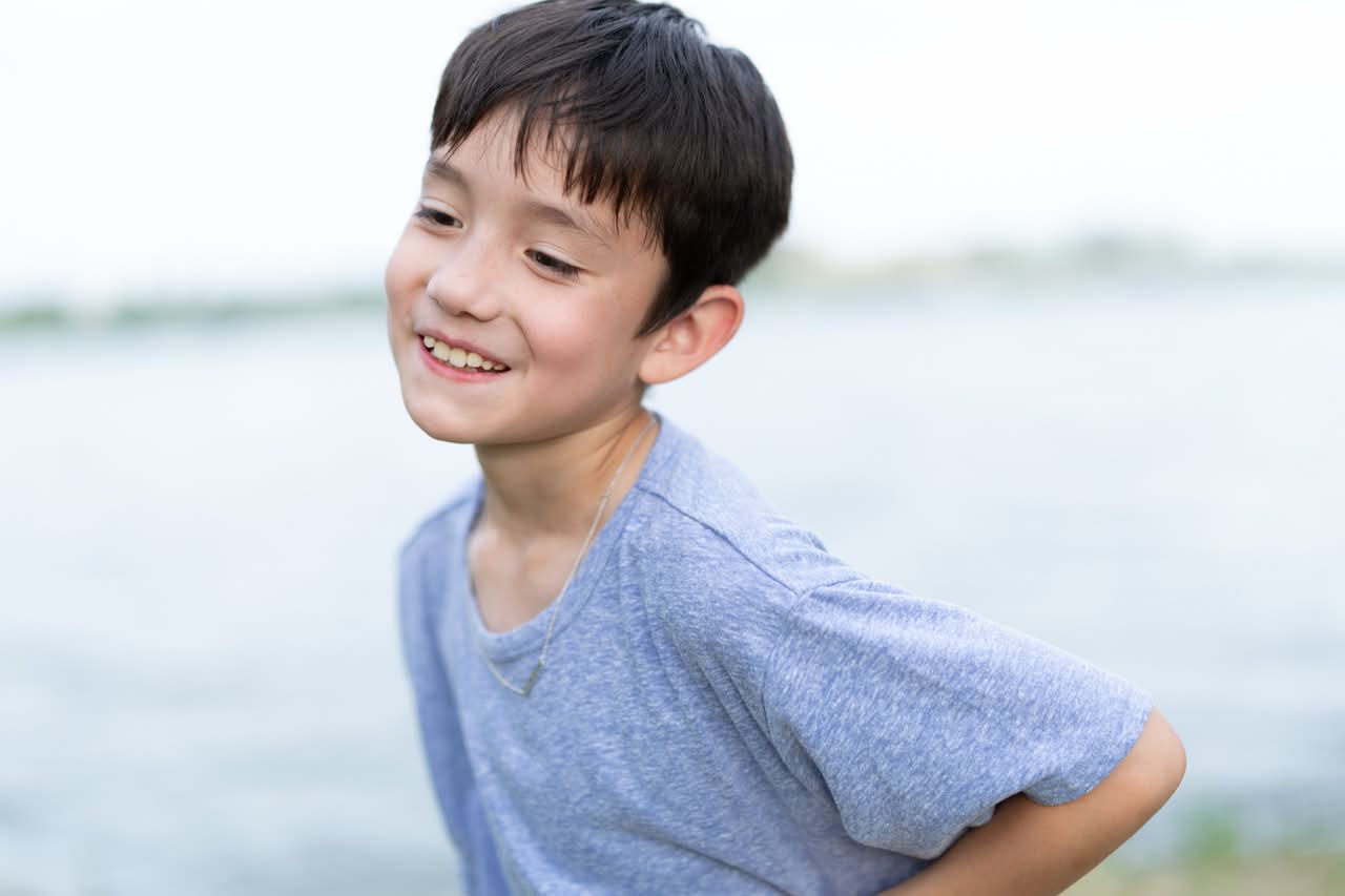 Smiling child portrait outdoors